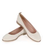 NIKA - Beżowe baleriny z lamówką na podeszwie - obrazek 7