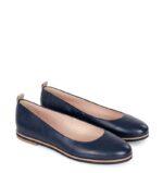 NIKA - Granatowe baleriny z beżową lamówką na podeszwie - obrazek 7