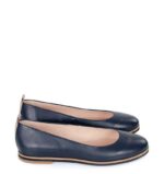 NIKA - Granatowe baleriny z beżową lamówką na podeszwie
