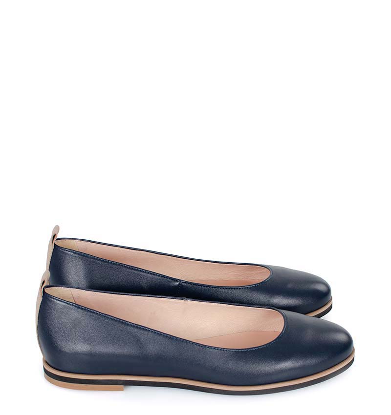 nika-granat02.jpg NIKA - Granatowe baleriny z beżową lamówką na podeszwie - obrazek 1