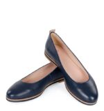 NIKA - Granatowe baleriny z beżową lamówką na podeszwie - obrazek 5