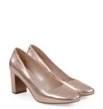 NORMA- Złoto różowe (rose gold) czółenka na słupku - obrazek 2