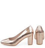 NORMA- Złoto różowe (rose gold) czółenka na słupku - obrazek 5