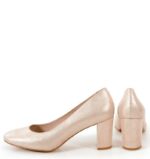 NORMA- Złoto-różowe czółenka na słupku satynowane - obrazek 6