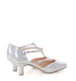 OLIVIA - srebrne satynowane czółenka taneczne - obrazek 3