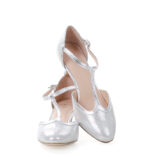 OLIVIA - srebrne satynowane czółenka taneczne - obrazek 6