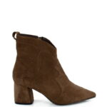 PEGGY- ciemno brązowe botki na słupku