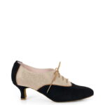 PILAR - Czarno beżowe buty treningowe do tańca, lamówka beżowa