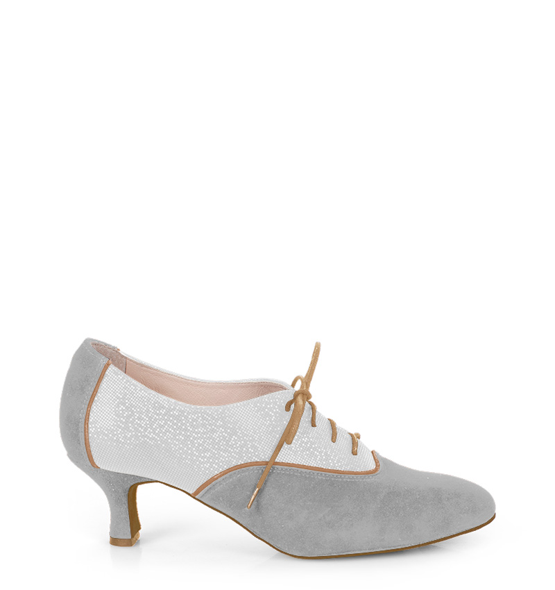 pilar-02-szarybialybezowy.jpg PILAR - Szaro białe buty treningowe do tańca, lamówka beżowa - obrazek 1