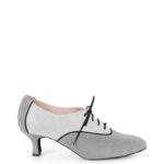 PILAR - Szaro białe buty treningowe do tańca, lamówka czarna