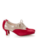 PILAR - Czerwono złote buty treningowe do tańca, lamówka beżowa