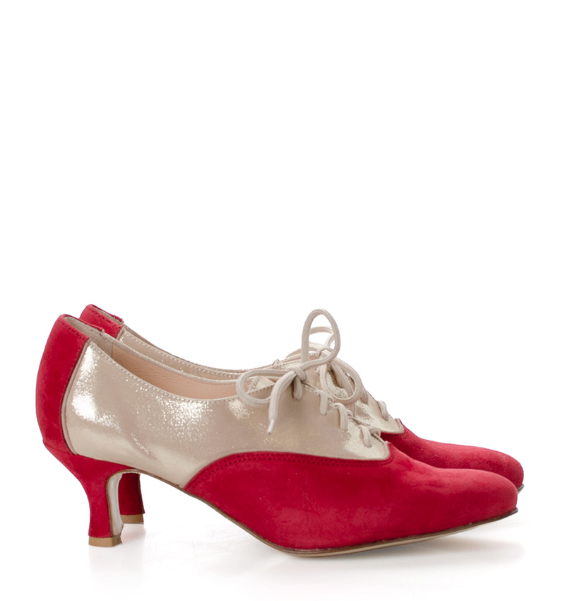 pilar_czerw-zlo_.jpg PILAR - Czerwono złote buty treningowe do tańca, lamówka beżowa - obrazek 1