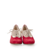 PILAR - Czerwono złote buty treningowe do tańca, lamówka beżowa - obrazek 4