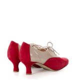 PILAR - Czerwono złote buty treningowe do tańca, lamówka beżowa - obrazek 2