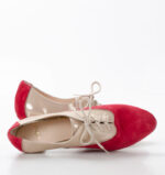 PILAR - Czerwono złote buty treningowe do tańca, lamówka beżowa - obrazek 5