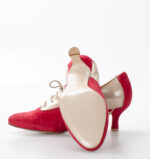 PILAR - Czerwono złote buty treningowe do tańca, lamówka beżowa - obrazek 7