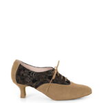 PILAR - Beżowe buty treningowe do tańca, złoty wzór