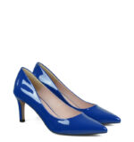 RIKO - Niebieskie czółenka na szpilce z lakierowanej skóry - obrazek 2