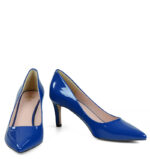 RIKO - Niebieskie czółenka na szpilce z lakierowanej skóry - obrazek 6