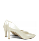RIKO - Ecru czółenka na szpilce z perłowej lakierowanej skóry - obrazek 3