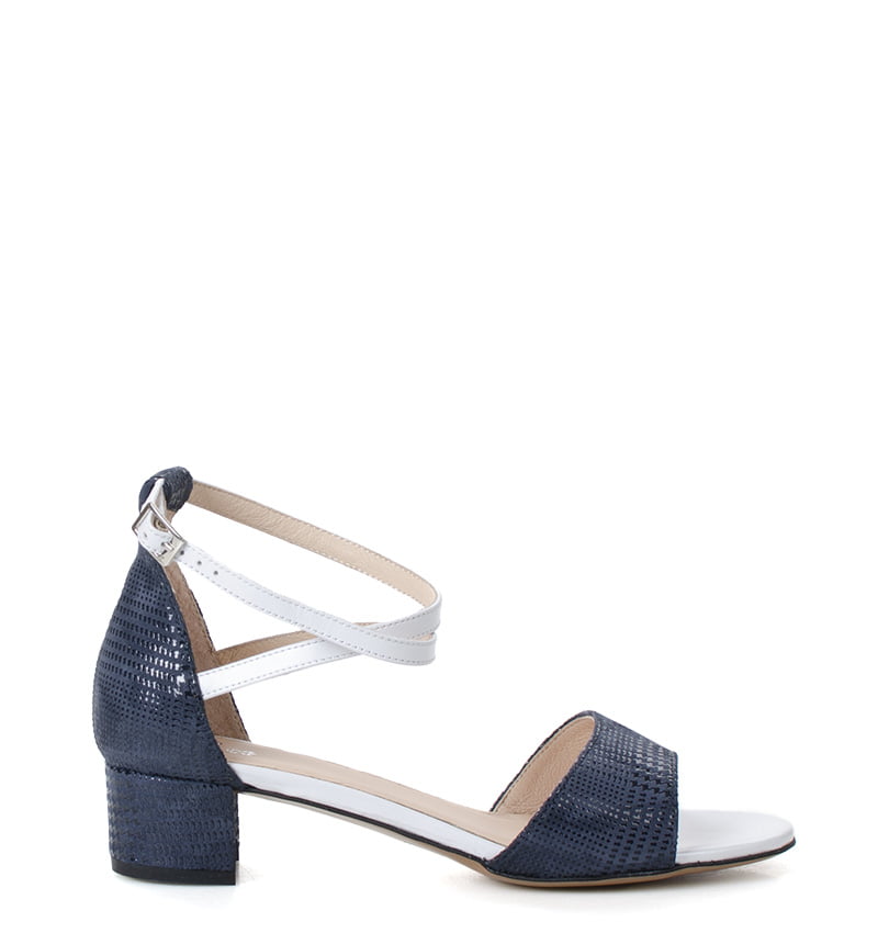 robin-sch136.jpg Robin - Biało granatowe sandałki na niskim słupku - obrazek 1