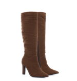 ROSE - ciemno brązowe kozaki do kolana na cienkim słupku - obrazek 2