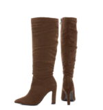 ROSE - ciemno brązowe kozaki do kolana na cienkim słupku - obrazek 4