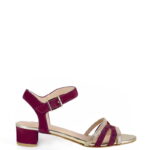 ZAJA - bordowo złote sandałki na niskim obcasie