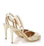 CAROLYN - Złote sandały na szpilce z odkrytą piętą - obrazek 3