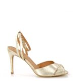 CAROLYN - Złote sandały na szpilce z odkrytą piętą