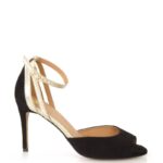 SORAYA - Czarno złote sandały na szpilce