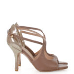 ABELLA - Brązowo-złote sandałki do tańca