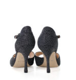 SOLEDAD- czarne sandałki w białe kropki do tańca - obrazek 5