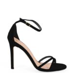 SOPHIA - Czarne sandały na szpilce z zamszowej skóry