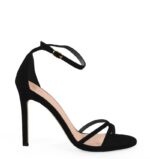 SOPHIA - Czarne sandały na szpilce z zamszowej skóry