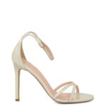 SOPHIA - Sandały ecru na szpilce z lakierowanej skóry