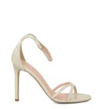 SOPHIA - Sandały ecru na szpilce z lakierowanej skóry
