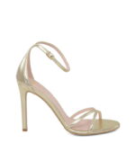 SOPHIA - Złote sandały na szpilce z licowej skóry