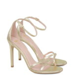 SOPHIA - Złote sandały na szpilce z licowej skóry - obrazek 2