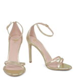 SOPHIA - Złote sandały na szpilce z licowej skóry - obrazek 6