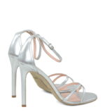 SOPHIA - Sandały srebrne na szpilce z licowej skóry - obrazek 3