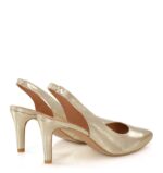 MAYA - złote szpilki na niskim obcasie z odkrytą piętą - obrazek 3