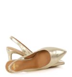 MAYA - złote szpilki na niskim obcasie z odkrytą piętą - obrazek 4