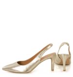 MAYA - złote szpilki na niskim obcasie z odkrytą piętą - obrazek 5