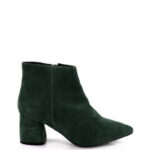 VERA - Ciemno zielone botki na grubym słupku