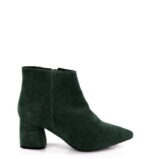 VERA - Ciemno zielone botki na grubym słupku