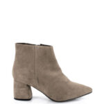 VERA - Beżowe botki na grubym słupku