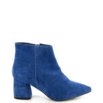 VERA - Niebieskie botki na grubym słupku