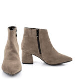 VERA - Beżowe botki na grubym słupku - obrazek 3