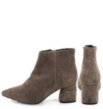 VERA - Ciemno beżowe botki na grubym słupku - obrazek 4